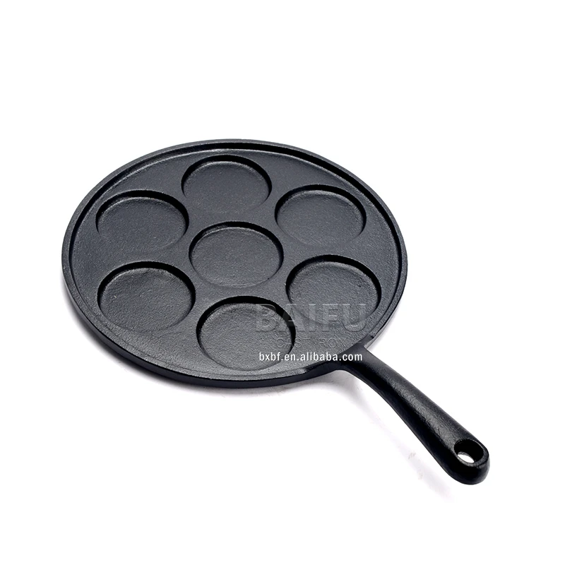 7 cakes Non stick Seasoned Enameled Cast Iron Pancake Pan Silver Dollar Pancake Griddle Cast Iron Mini Pancake Maker Crepe Pan