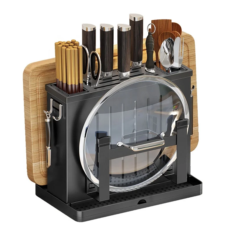 Multifunctional Knife Holder 4 in 1 Wall Mount Knife Blocks Stainless Steel Storage Rack Home Rangement Cuisine Kitchen Tools