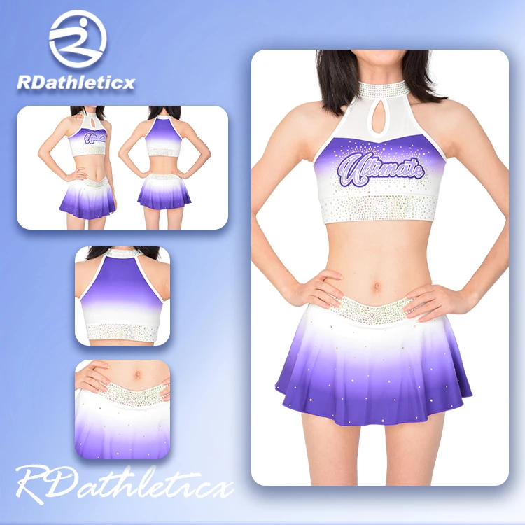 Long sleeve crop top and shorts performance cheer practice wear kids cheerleader outfits