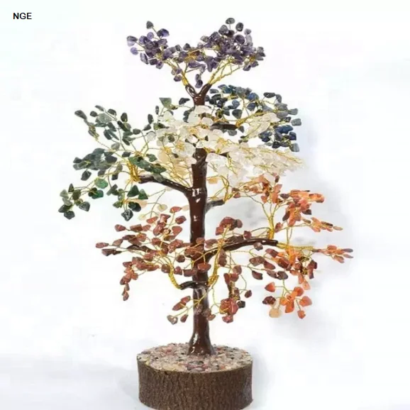 Natural 7 chakra gemstone Tree for Healing chakra gemstone fortune money tree for good luck chakra gemstone tree for decoration