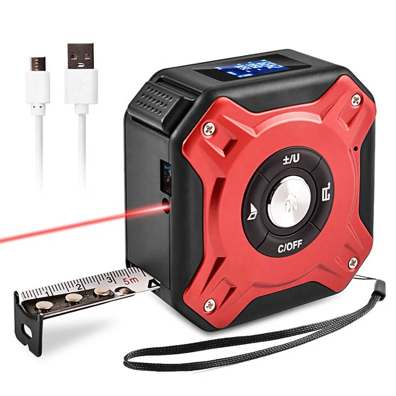 Multi-functional mini 40 meter laser and 5 meter tape laser rangefinder laser tape measure