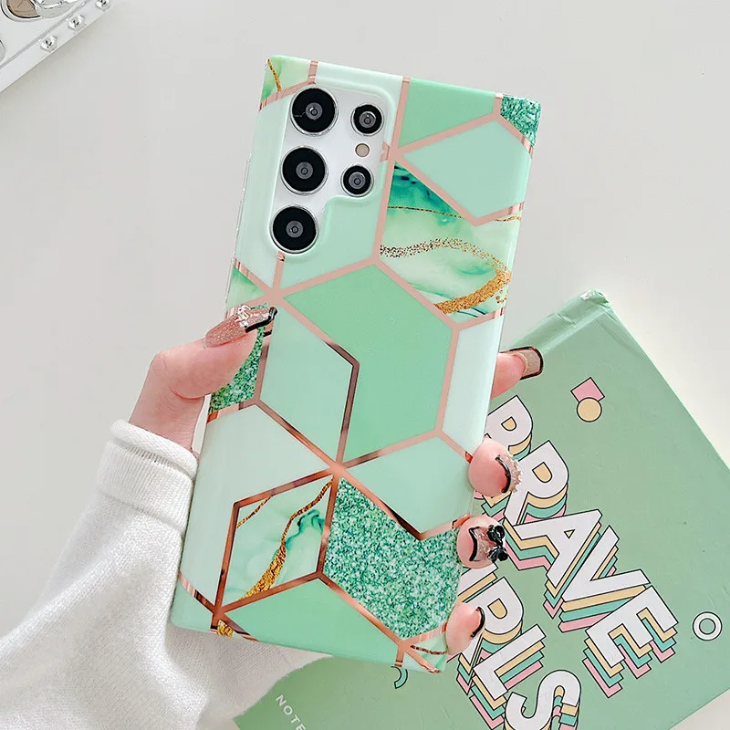 Soft Plating Marble Phone Case on For Samsung Galaxy A53 A52 A52S 5G S23 Ultra S22 S21 S20 FE Soft Silicone Phone Cases Cover
