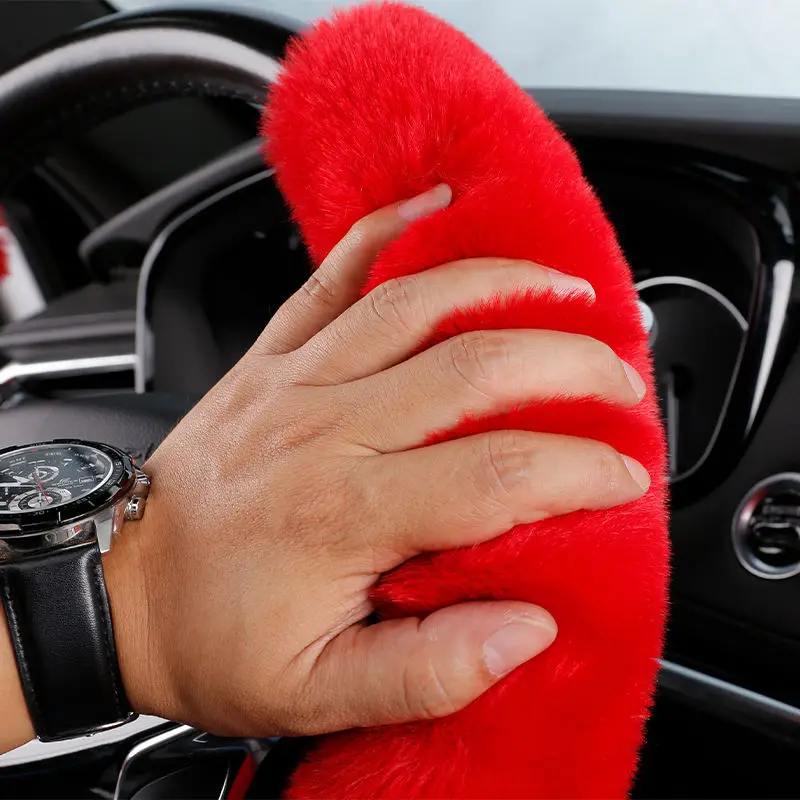 Hot Cute Cartoon Car Steering Wheel Anime Cartoon Plush Female Car Styling Bow Cute Steering Wheel Cover Car Accessories