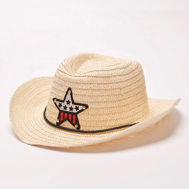 Outdoor wholesale bulk summer beach children straw cowboy hat for kids