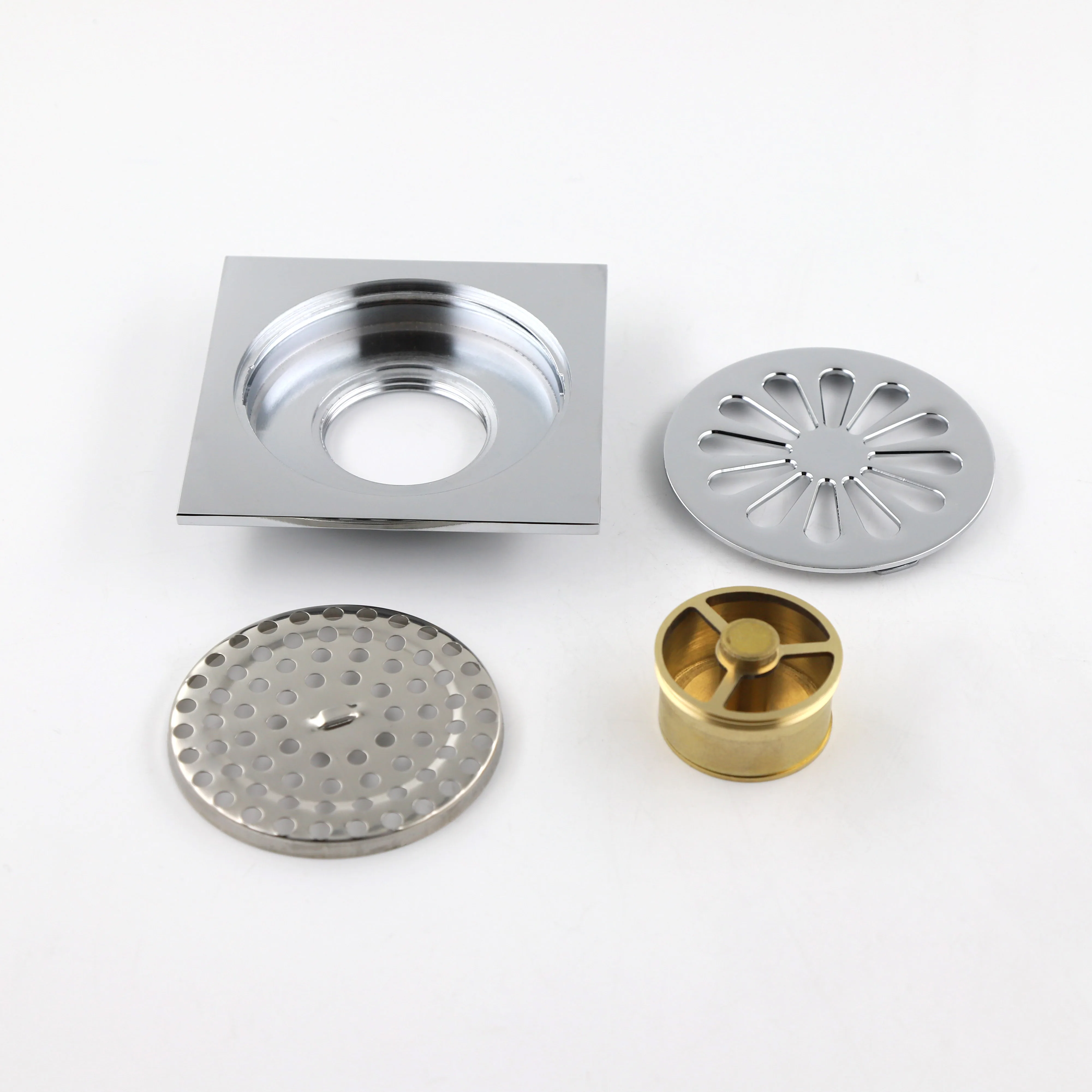 HIGH QUALITY FACTORY OEM Chrome plate square shower floor waste drain bathroom BRASS floor drain