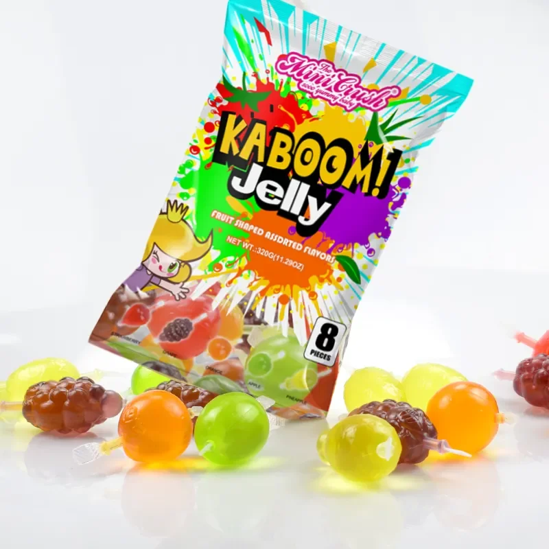 Low MQO direct manufacturer Jelly Fruits Snack Jelly customized bag packaging 40g fruit shaped jelly