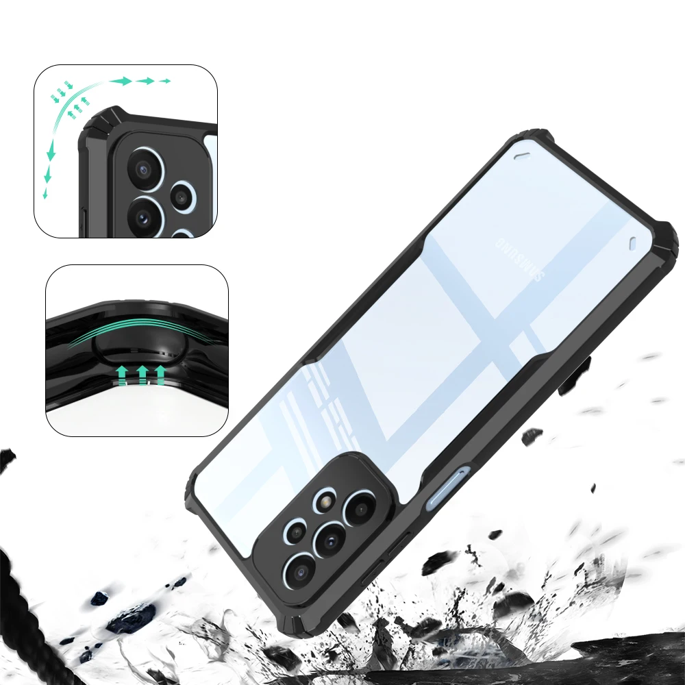Wholesale fashion hard transparent Acrylic Shockproof Back Cover For Samsung Galaxy A13 A23 A33 A53 A73 case cover