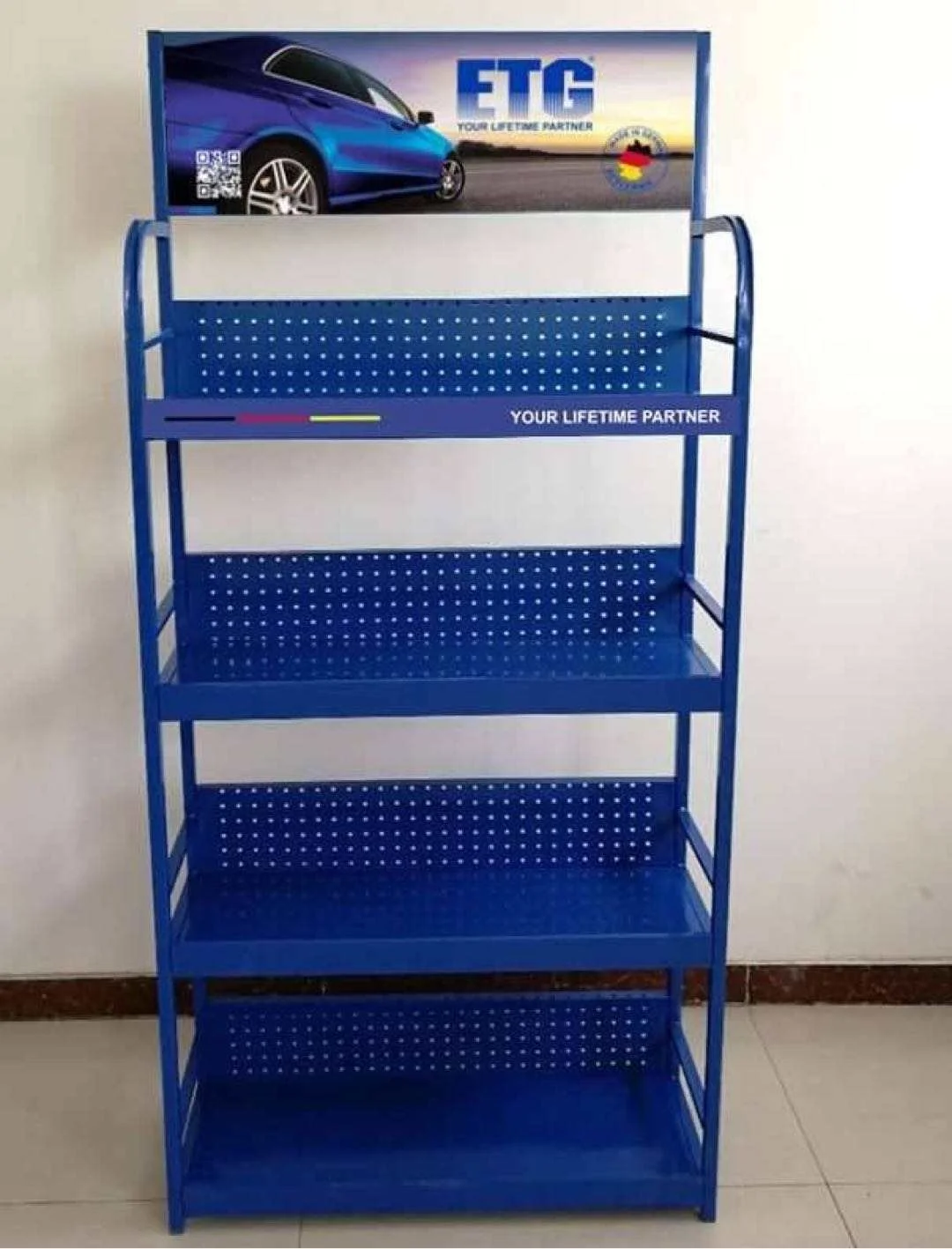 Lubricating Motor Oil Floor Standing Car Battery Display Rack Gas Station Metal Engine Shelf