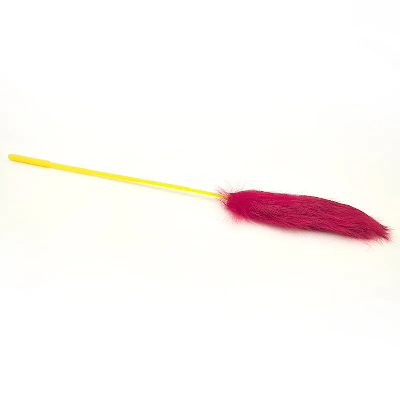 Tail Teaser Wand Toy Kitten Cat Exercise Playing Accessories Interactive Pet Supplies Funny Cat Plush Real Rabbit Fur Plate HY