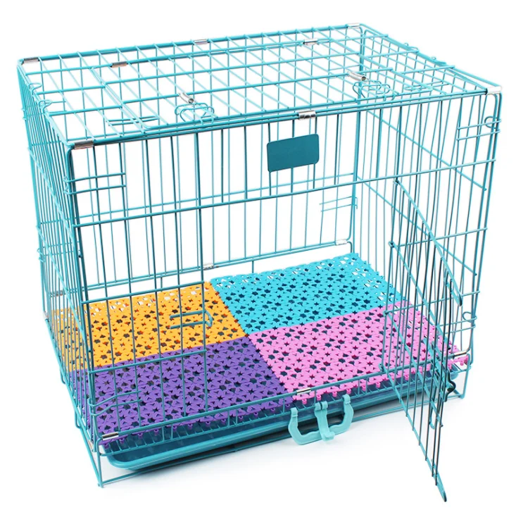 Candy color stitching square love pet mat mesh non-slip pet floor cat cage non-slip mat pet dog cage crate kennel mat