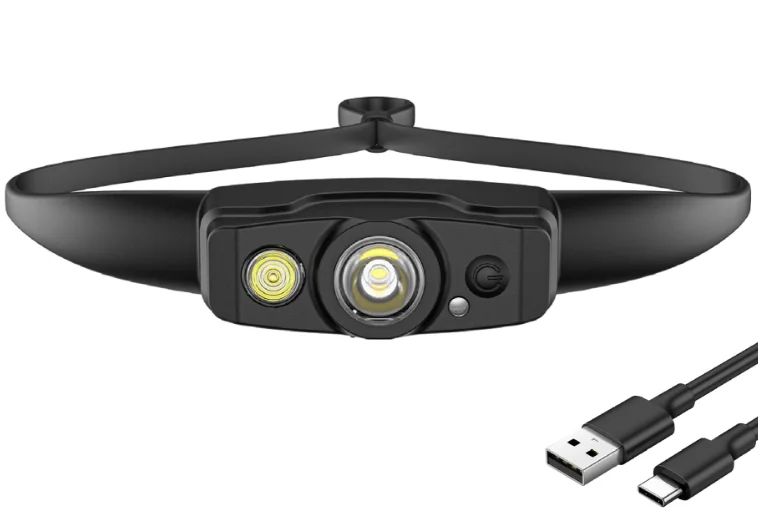 Yellow Red LED Rechargeable Headlamp with 5 Flashing Modes for Car Emergency Inspection Adjustable Anti Slip Portable Headlamp