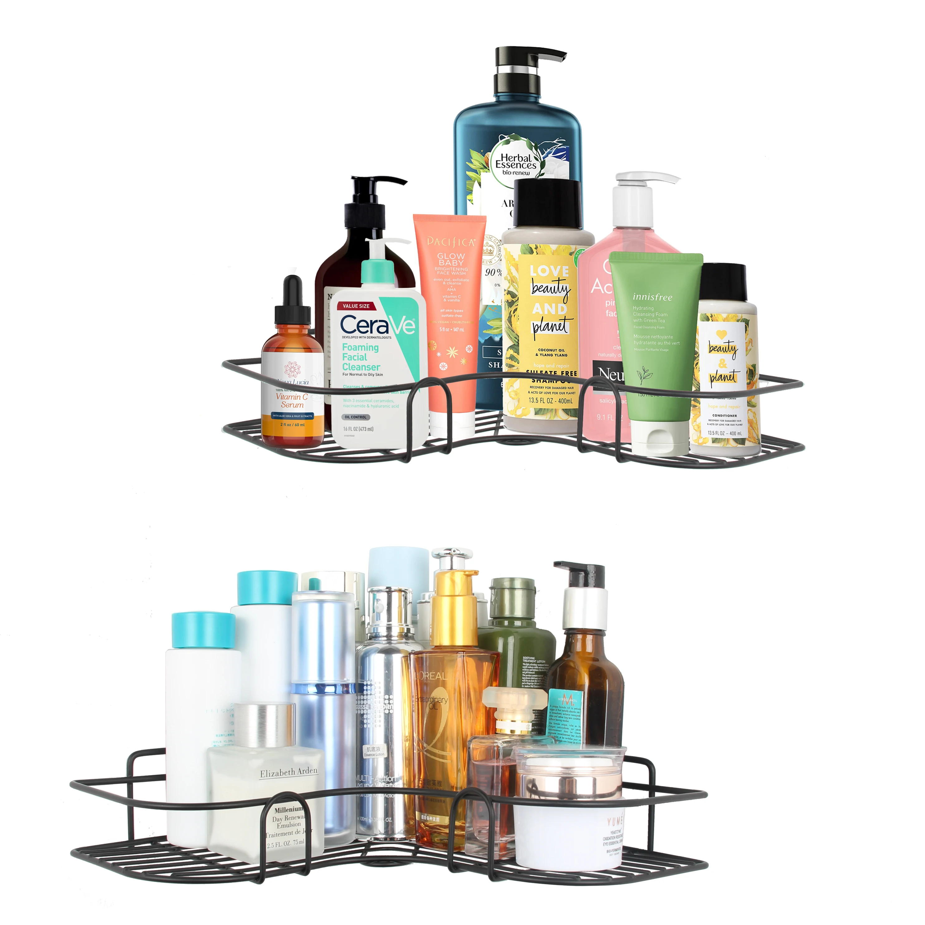Modern Strong Self-adhesive Metal Iron Steel Bathroom Corner Shower Caddy Organizer Corner Shelf