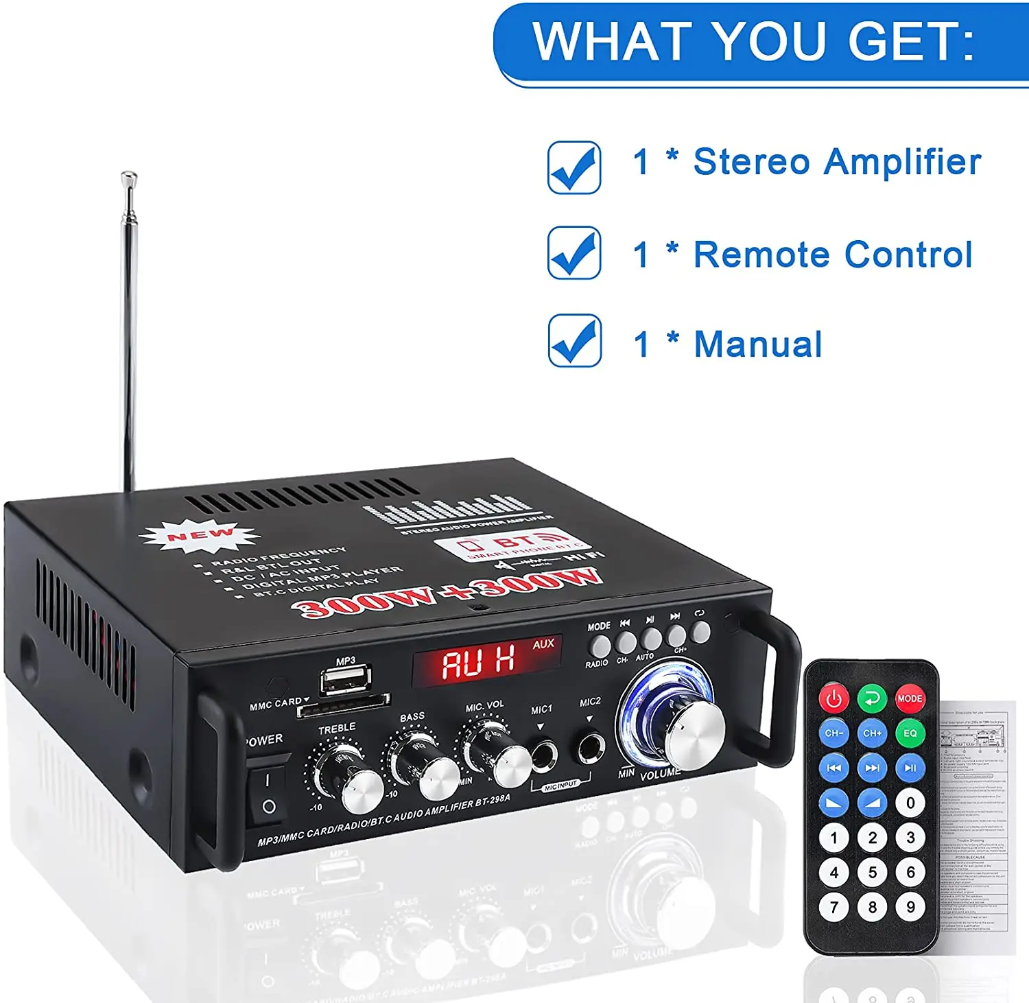 Buy 2 channel mini car home theater karaoke speaker integrated stereo bass class d power sound amplificador audio HiFi amplifier