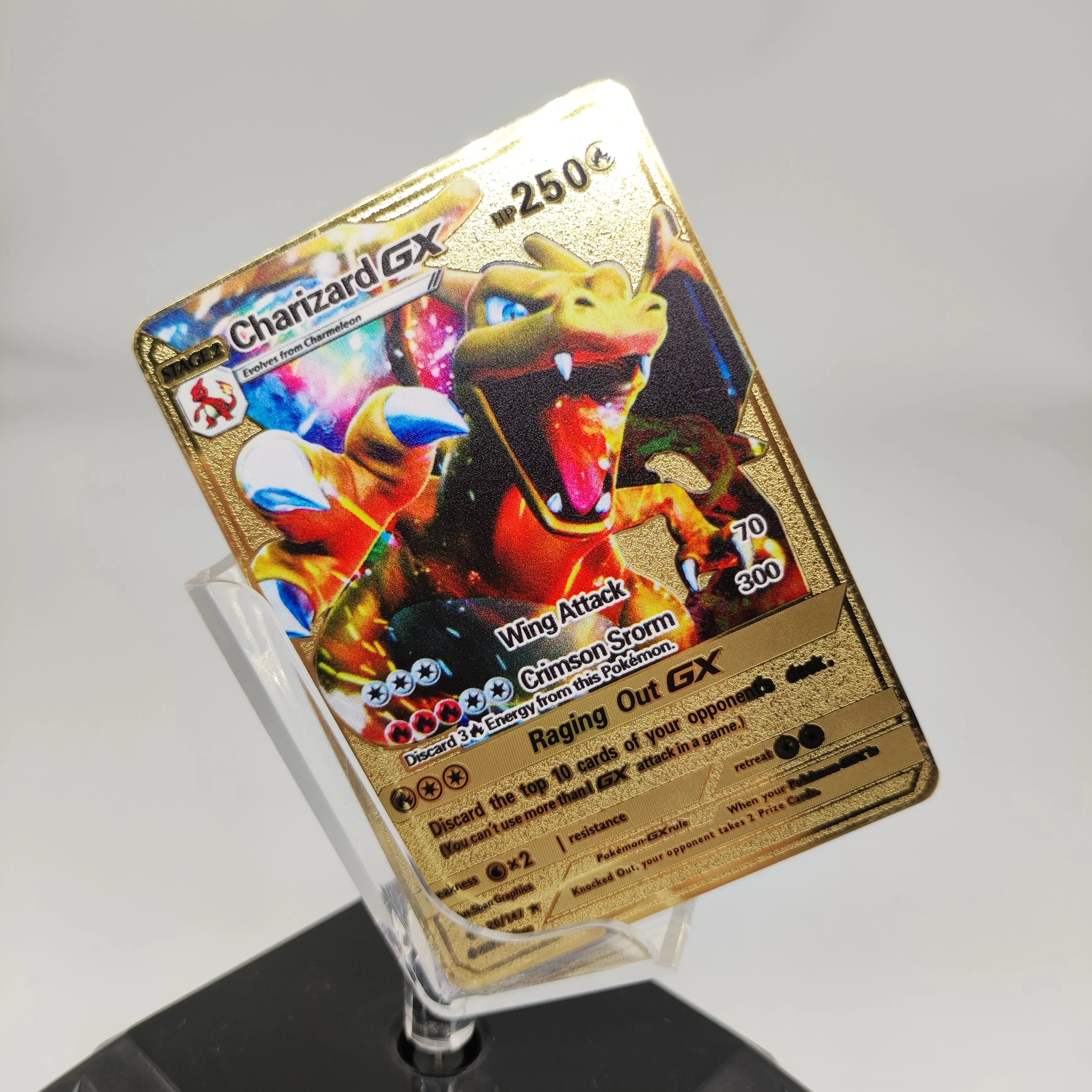 In Stock Gold Metal Charizard Vamx Hp500 Poke mon Cards New Trading Cards Collection Game