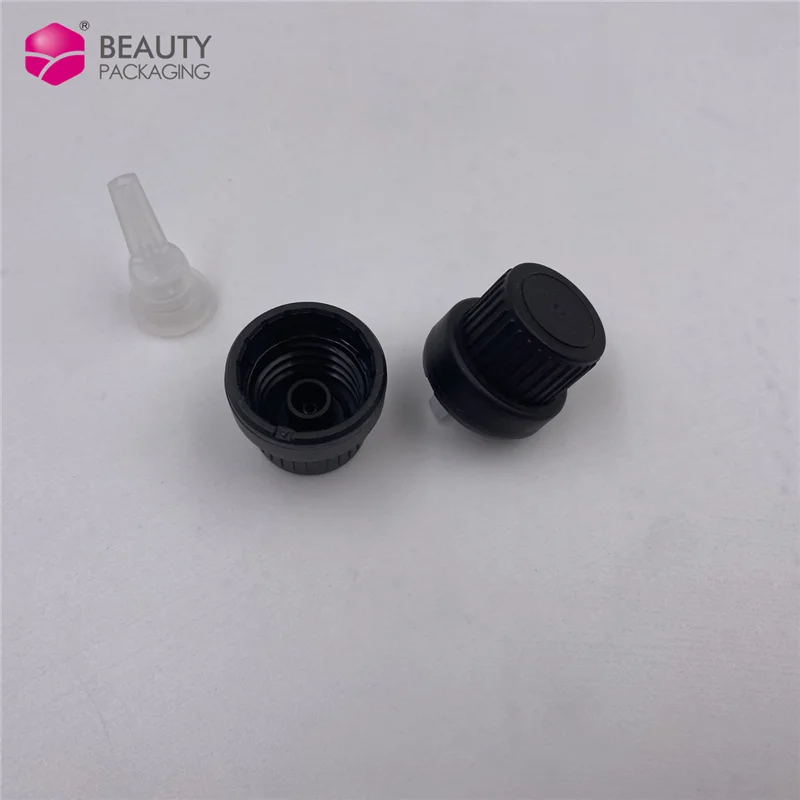 18mm Black  White Essential Oil Bottle Cap With Orifice Reducer Plug