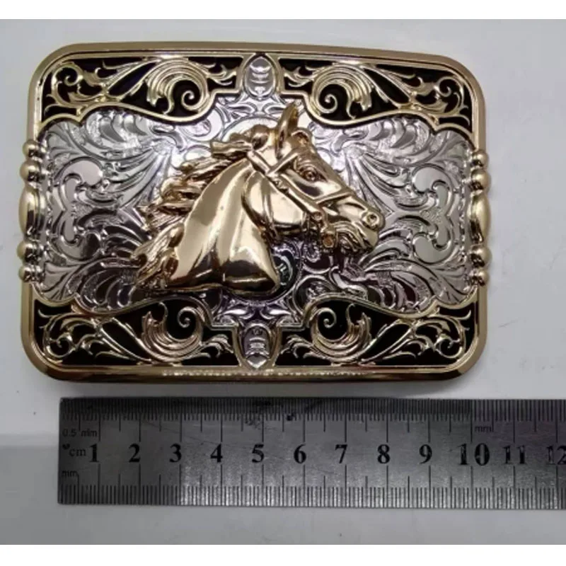 Manufacturer Custom 3D Rectangular Western Cowboy Horse Belt Buckle Zinc Alloy with Leather and Metal for Leather Belts Bags