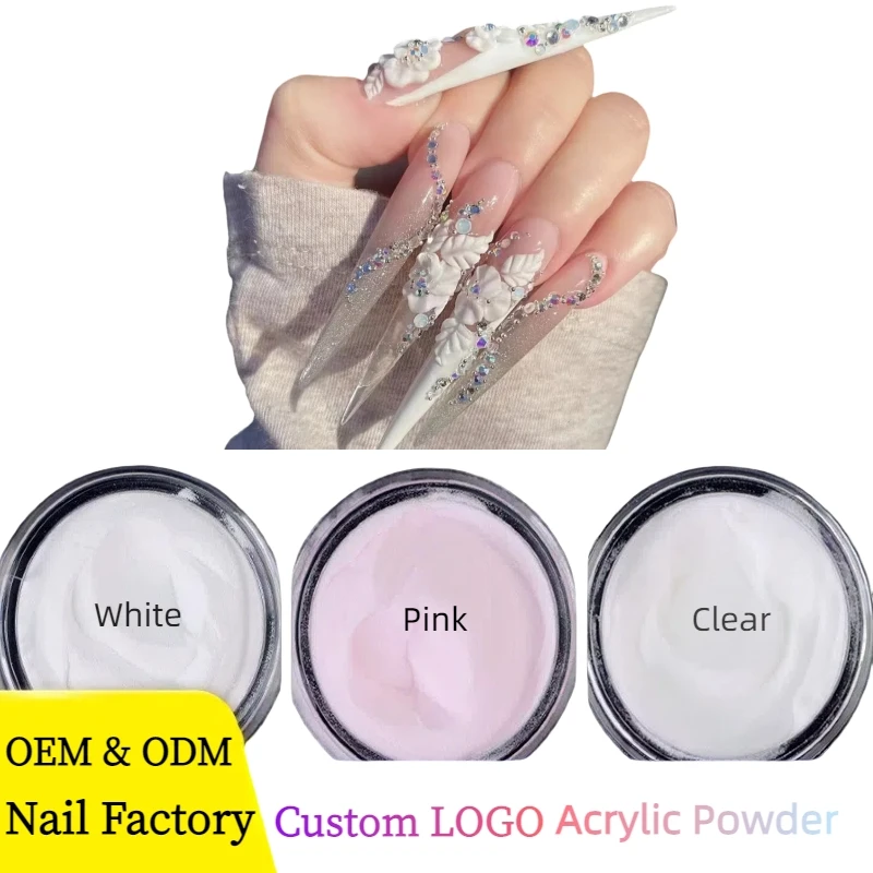 Wholesale 5 in 1 bulk Acrylic Nail Powder Cover Pink Nude Buttery Crystal Clear Acrylic Powder