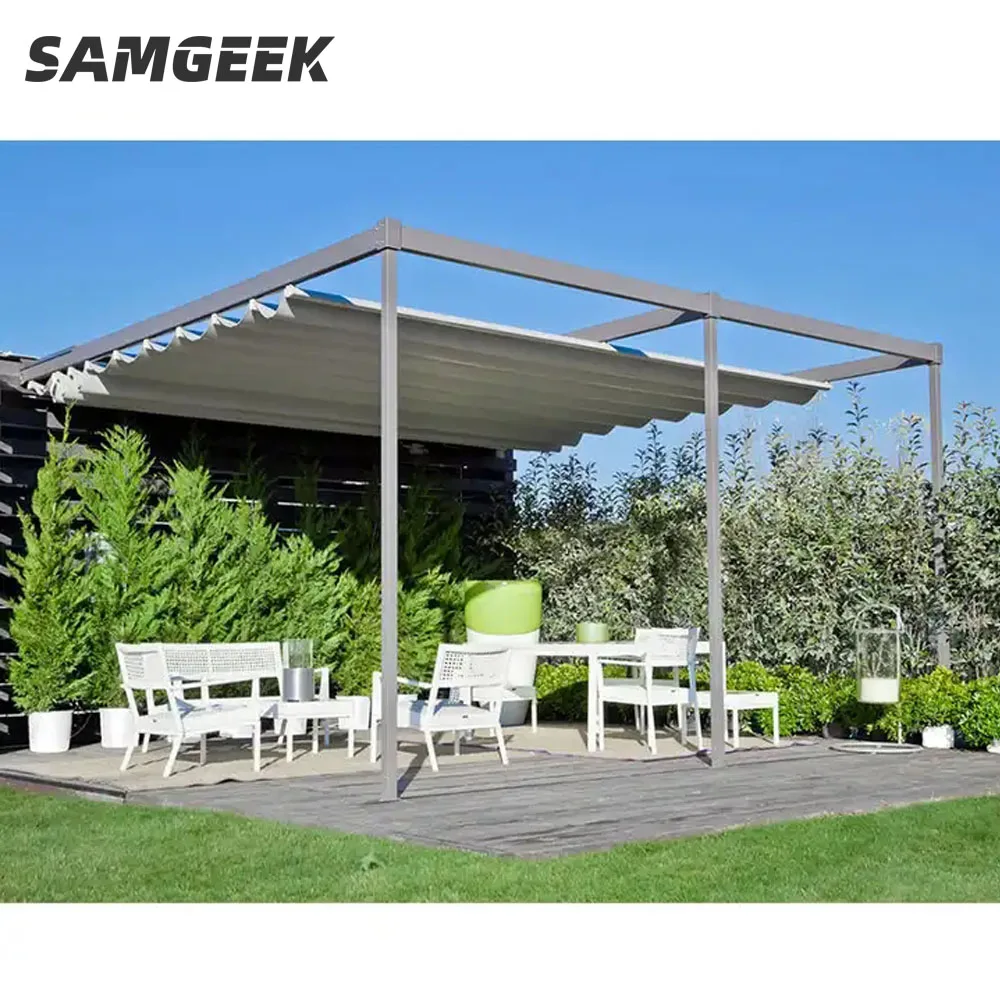 Retractable Roof Aluminum Hanging Pergola Sun Shades Retractable Pergola Commercial