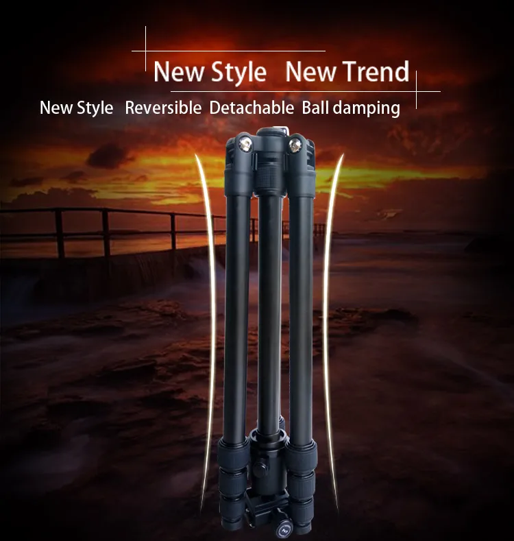 Hot Selling Multiple Function Aluminum Professional Video Camera Tripod with CNC Ball Head Twist-lock for Recording