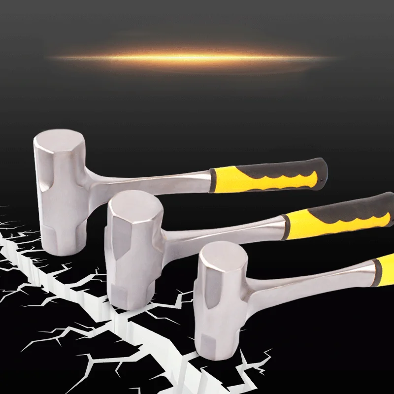 Building Construction 2-4LB Sledge Hammer Heavy Duty One-piece Forged Steel Brick Drilling Crack Damping Rubber Sledg Hammers