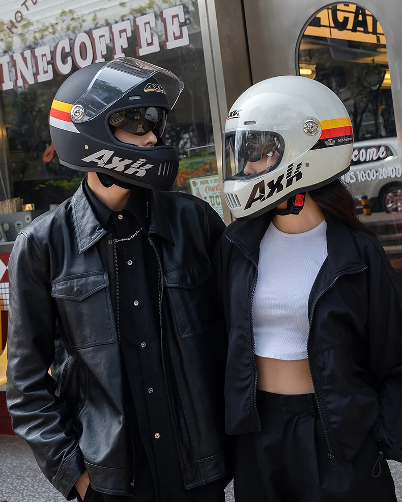 CCC DOT ECE approved Vintage Adult double Visors riding safety motorbike helmet Retro full face motorcycle helmet