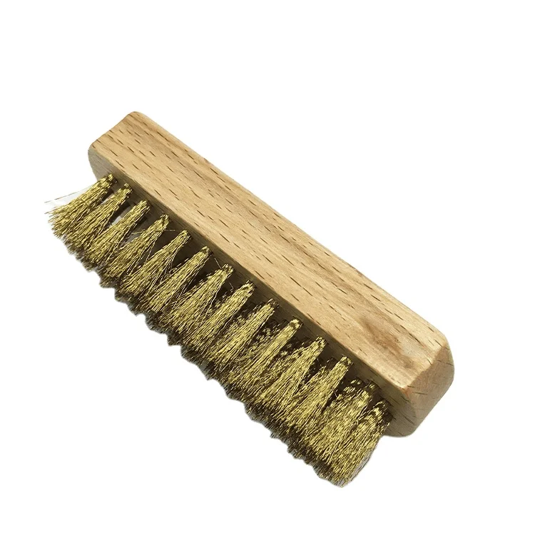 Замшевая щетка, латунная щетка для обуви с деревянной ручкой, латунная проволочная щетка, медная щетка для очистки с деревянной ручкой