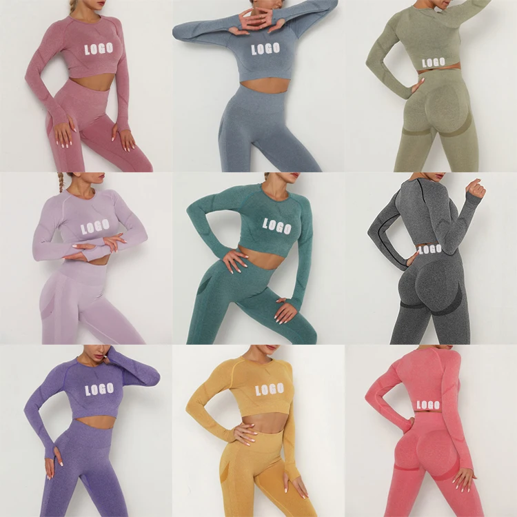 Ins Hot selling Solid Color  Fitness Wear Womens Two Piece Tracksuit Set