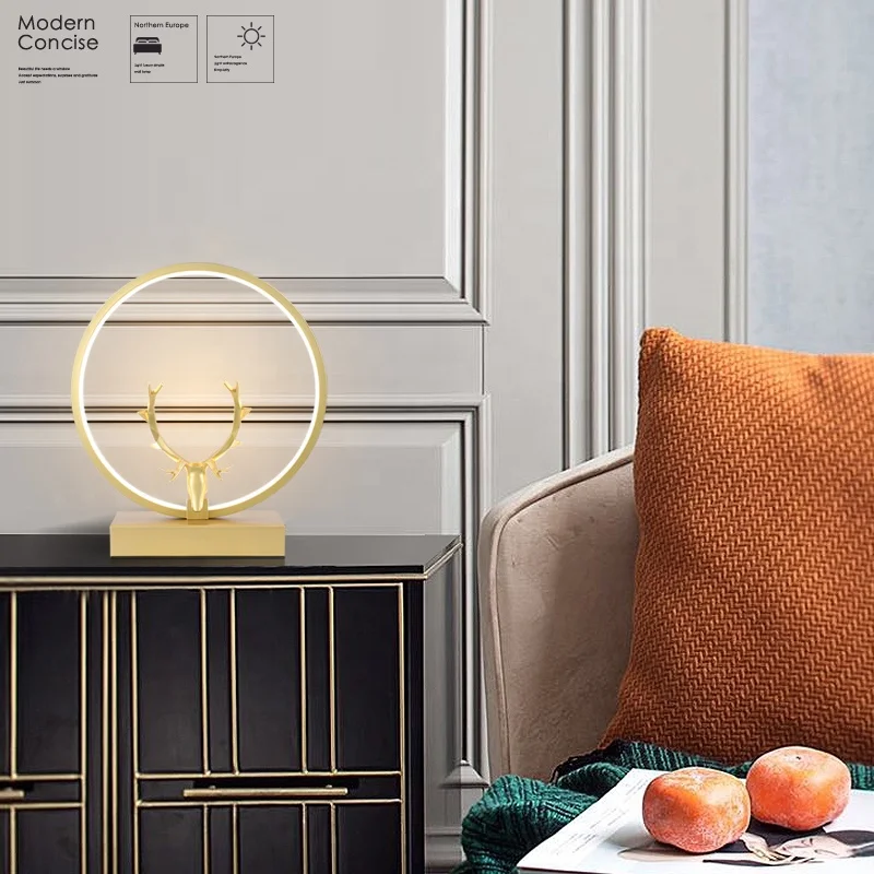 
Modern and simple hotel bedroom golden luxury decoration LED bedside lamp table lamp 