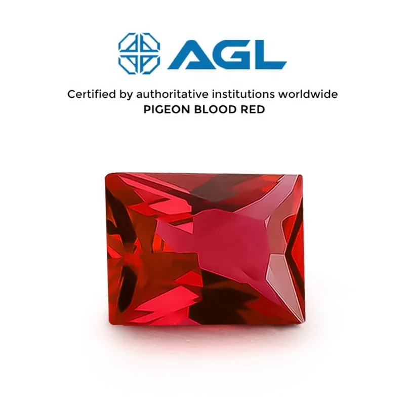 DiamondStar Rubi Popular Rectangular Cut Fine Gemstone High Quality AAAAA Red Ruby  Beautiful Lab Cultivated Pigeon Blood