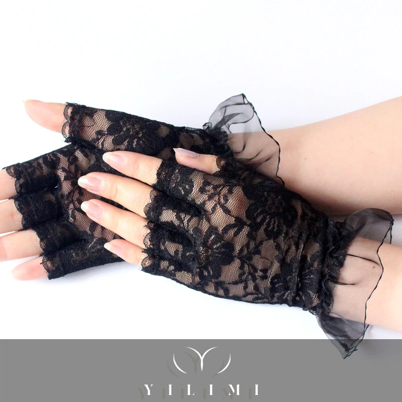 Женские пикантные кружевные цветочные жаккардовые декоративные перчатки YILIMI для невесты свадебные рукавицы для рук для женщин для свадьбы