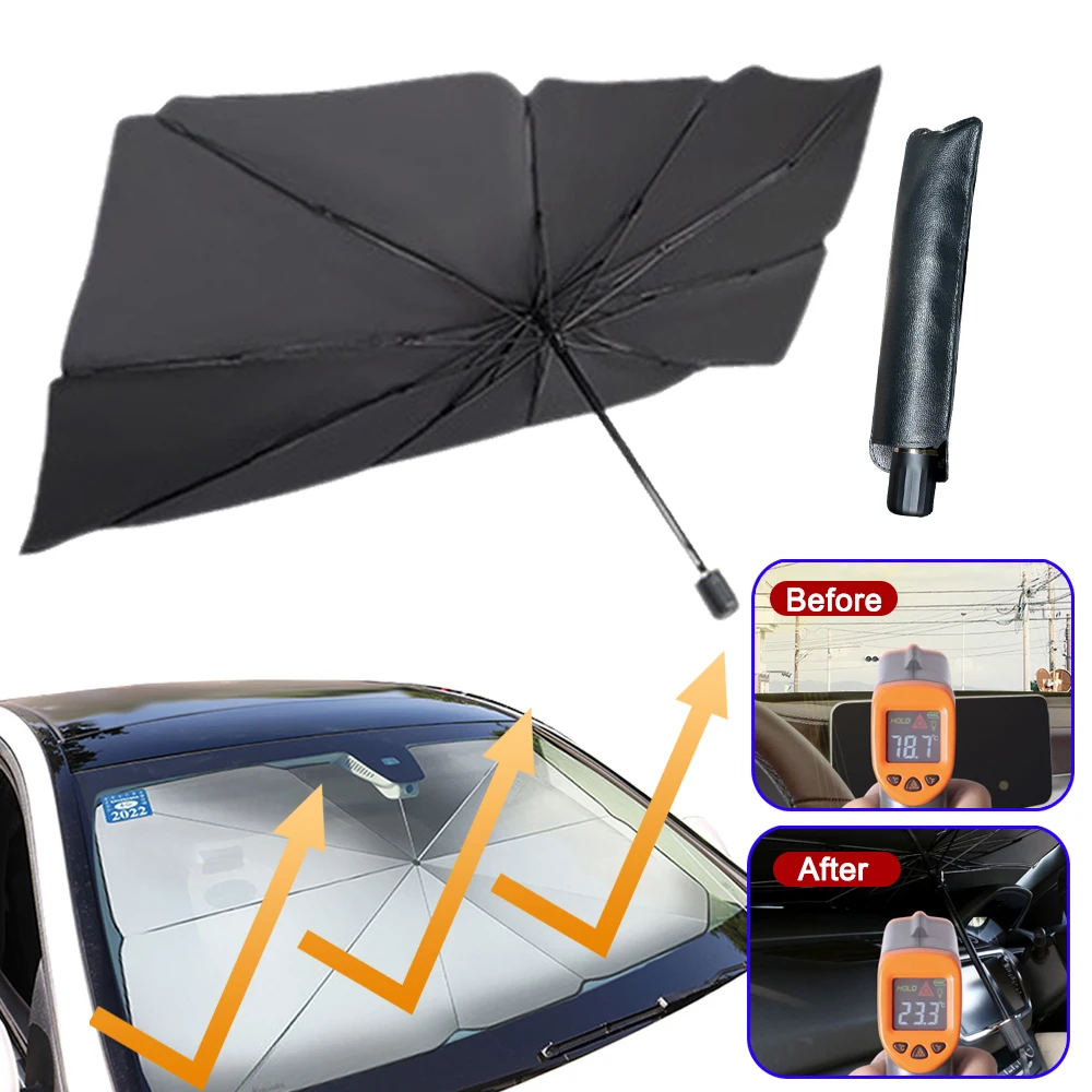 Custom Car Sunshades Foldable UV Blocking 190T Car Umbrella Car Front Windshield Protector For Kids For Trucks