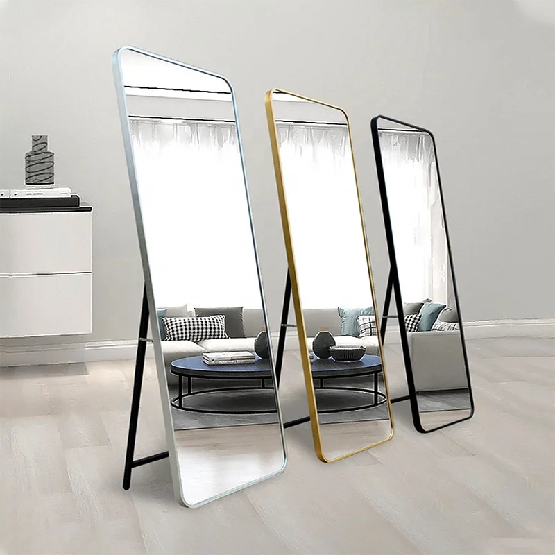 Custom size modern mirrors black gold framed mirror large floor full length floor square mirror