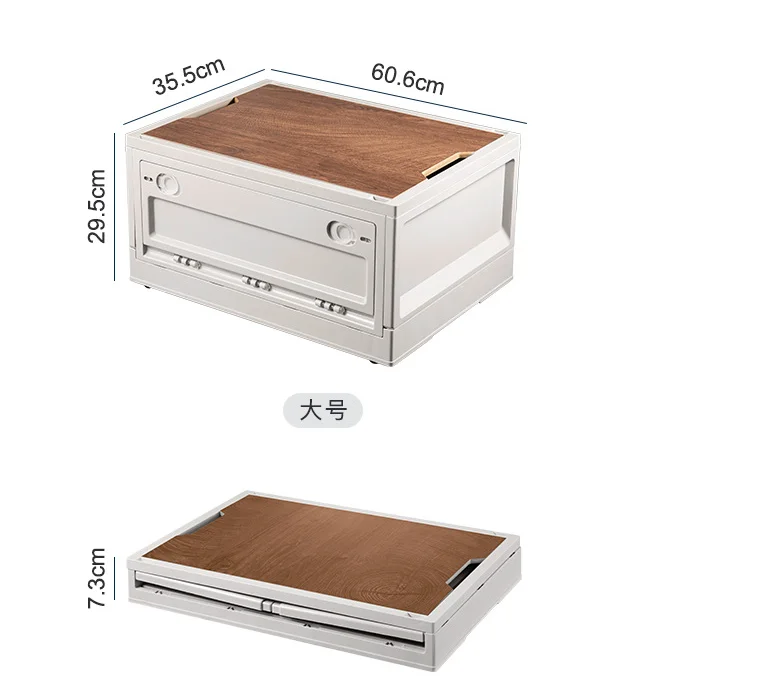 Outdoor folding storage box camping collapsible storage containers multifunctional foldable storage box with wooden lid