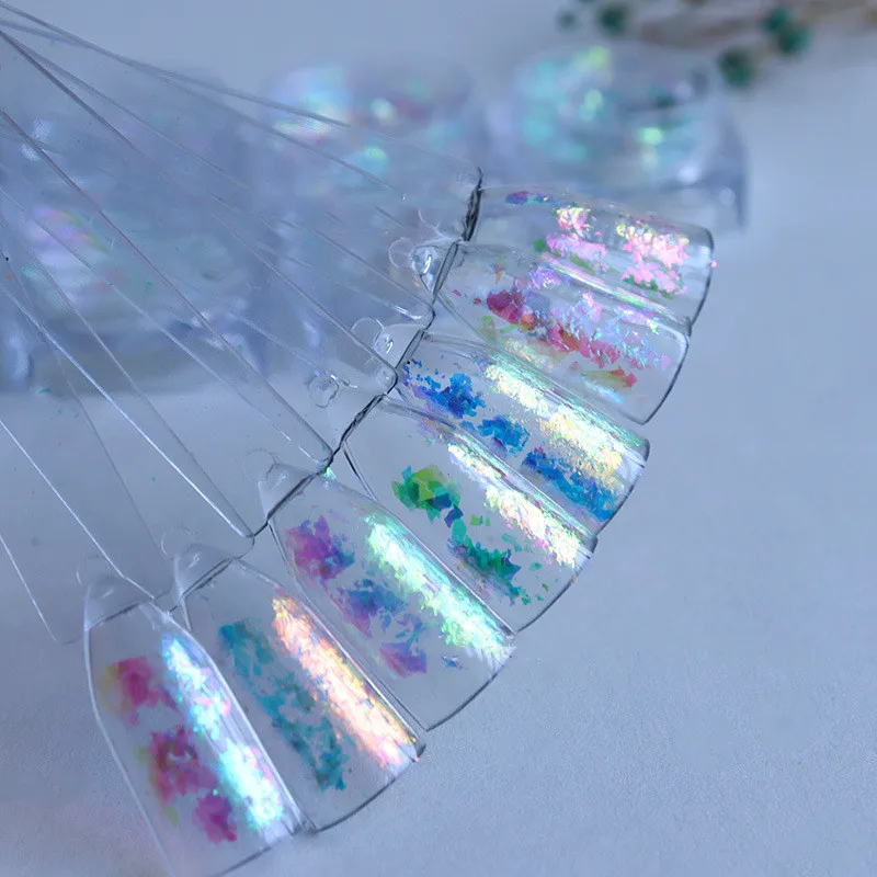 Wholesale 7 Color 10g/Bag Nail Opal Transparent Powder Polarized Borneol Velvet Nail Glitter Powder