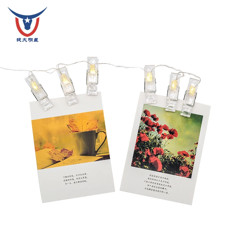 2M 20 LED Photo String Lights Battery Operated Warm White Copper Wire Bedroom Decoration Photo Clip Decoration Light