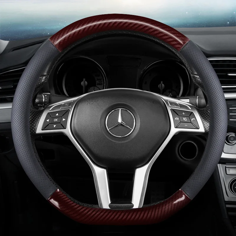 Automobile supplies new carbon fiber leather automobile steering wheel handle cover is directly supplied by the manufacturer