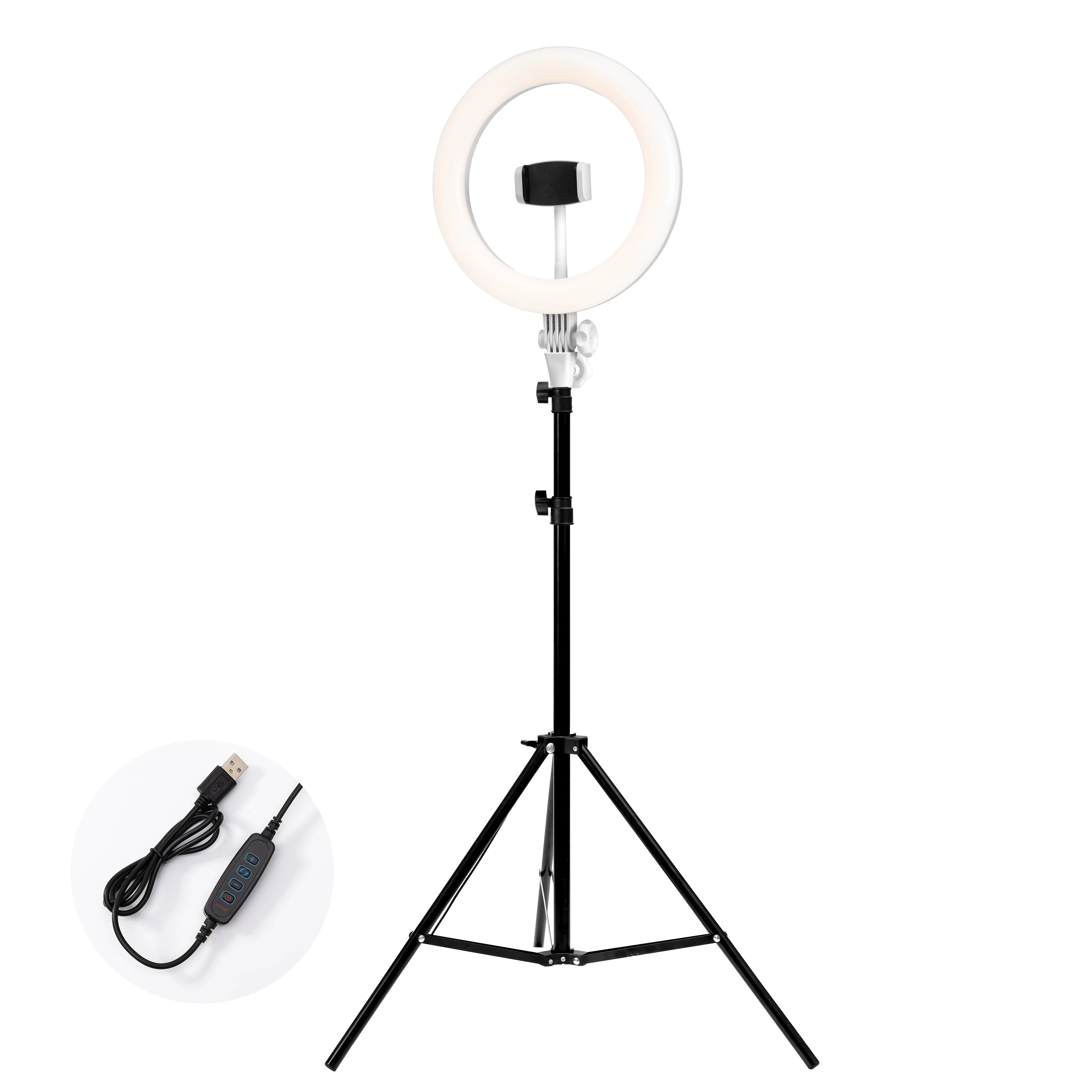 Table top dimmable 10 Inch with 3 mobilo phone stand LED Ring Light For Live Broadcast fill light