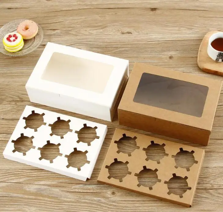 Disposable biodegradable mini nude color kraft paper personalized cake pastry dessert boxes with lid
