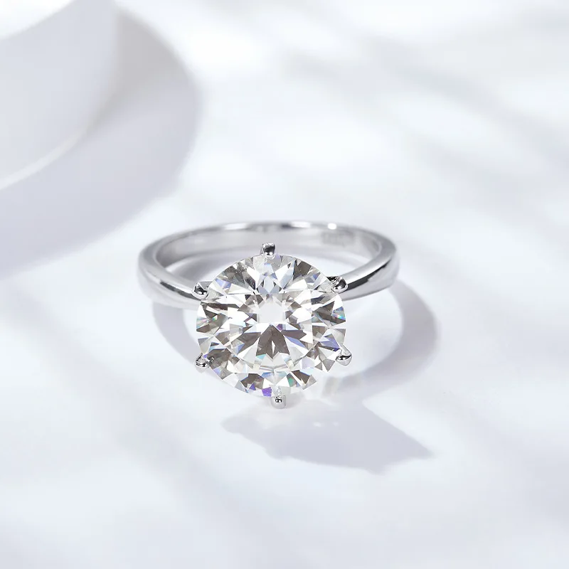 Hot Sale Classic Fine Jewelry Six-claw Pigeon egg 5Carat Moissanite Ring S925 Sterling Silver Engagement Diamond Ring For Women