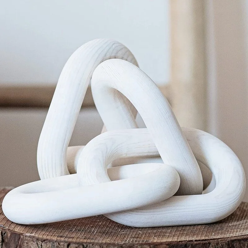 White Decor Bead Garland With Tassels Wooden Home Decoration Loop Hand-woven Rope Decorative Pieces Wood Chain Link