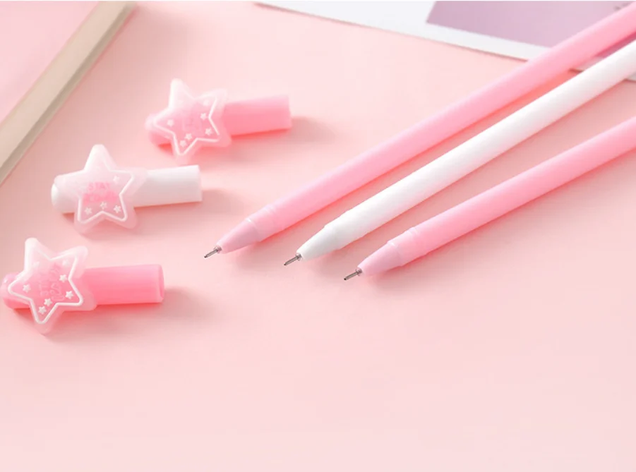 Cute stars shape gel pen black ink for student writing tool