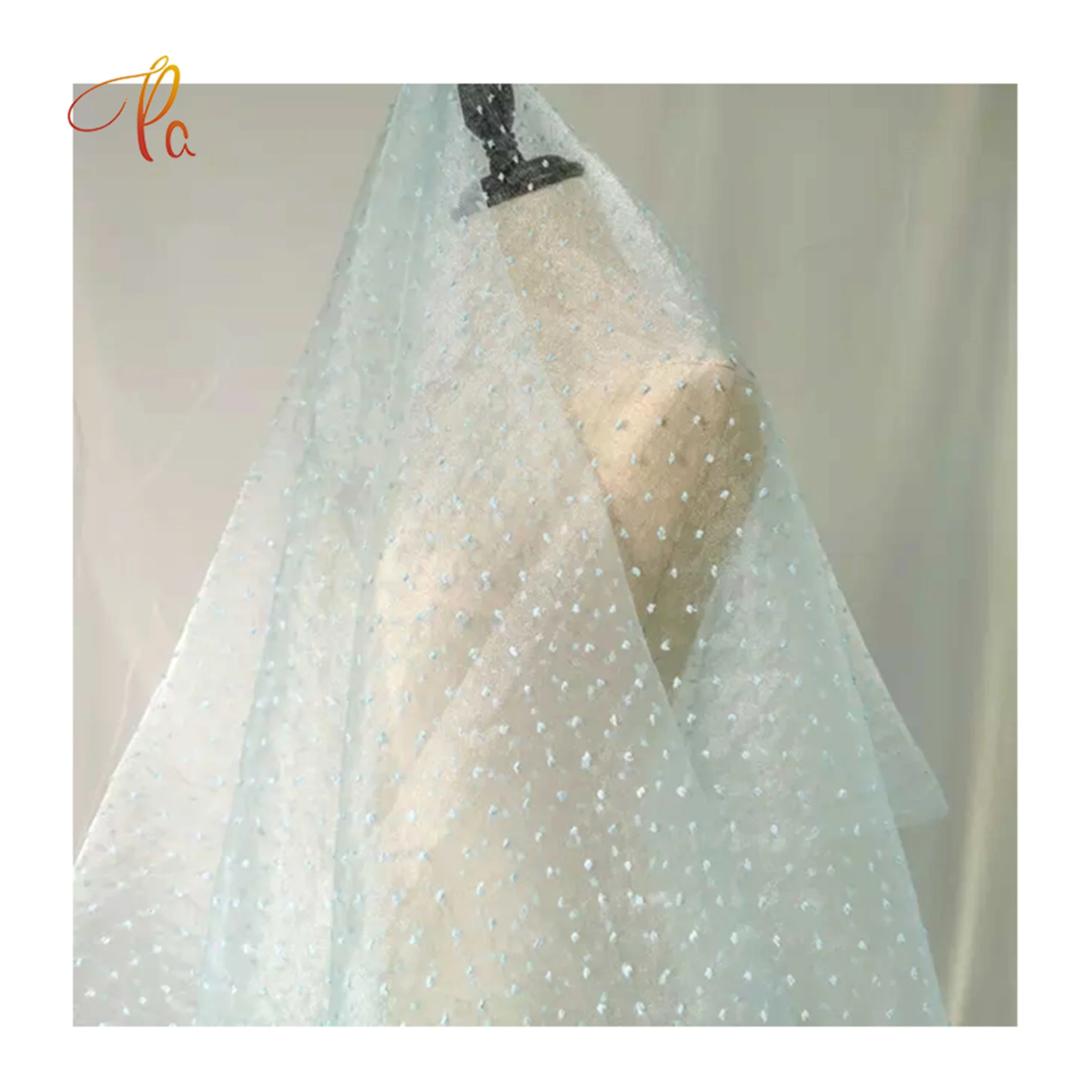 Double Color Polka Dot Polyester Hijab Woven Plain Yarn Jacquard Fabric Scarf Voile 100% Polyester two tone Organza Fabric