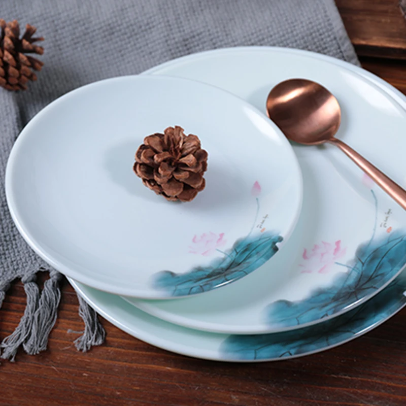  Wholesale Chinese Plastic Melamine Dinnerware Dinner Plate Sets Plated Tableware Lotus