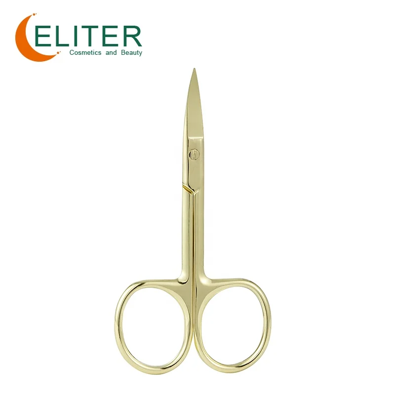 Eliter Hot Sell Wholesale Gold Stainless Steel Micro Cuticle Scissors Cuticle Scissors Curved Cuticle Nail Scissors