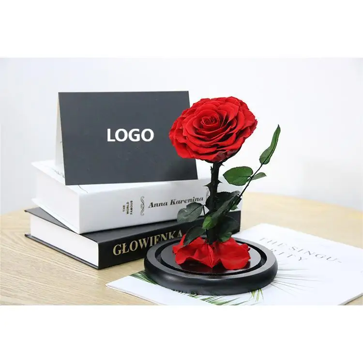 Preserved Rose Blue Valentines Day Gifts Real Rose in Glass Dome Roses for Her Birthday Gifts immortal flowers