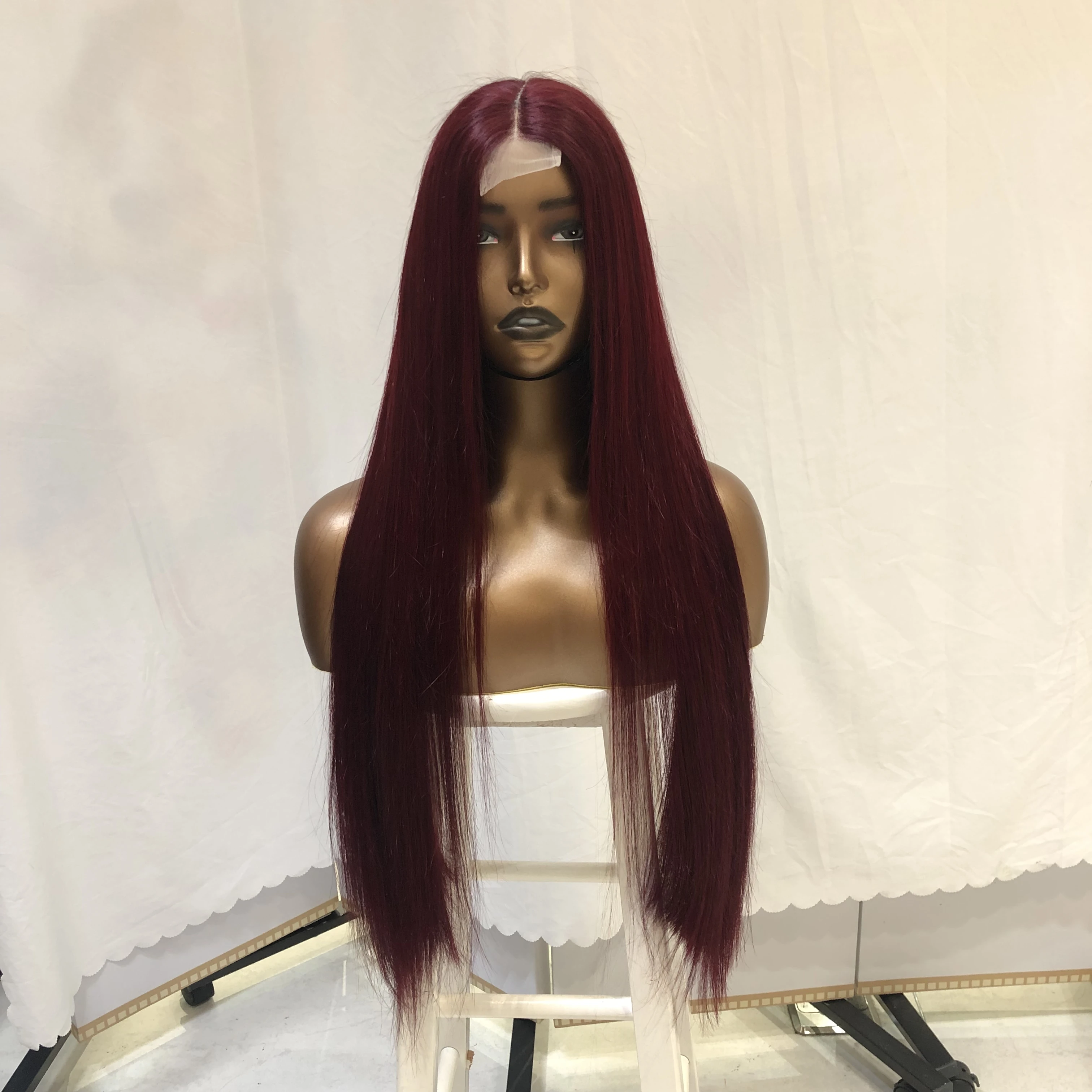 Оптовая продажа супер двойные волнистые красные парики для 200%