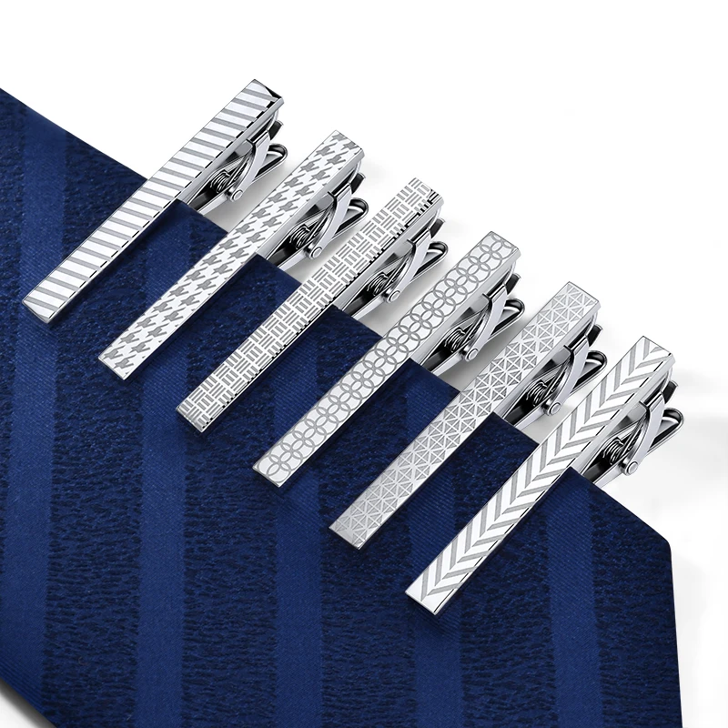 
Normal Size Customized Design Metal Sterling Silver Tie Bars Laser Tie Clip for Men 