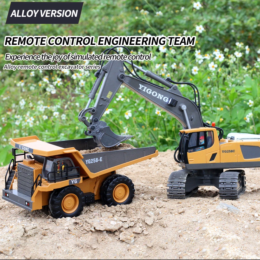AiJH 9CH Rc Dump Truck Model Construction Vehicle Radio Controlled Car Alloy Rc Dump Truck Toys