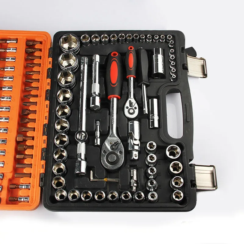108pcs 1/2' 1/4' Dr Socket Wrench Set Kit Includes Combination OEM Customized Support Hard Case for Car Repairing