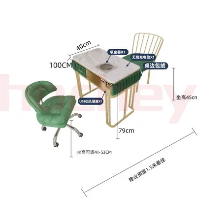 Hochey Newest Customized Light Luxury White Table Manicure Portable Manicure Table with Vacuum Cleaner